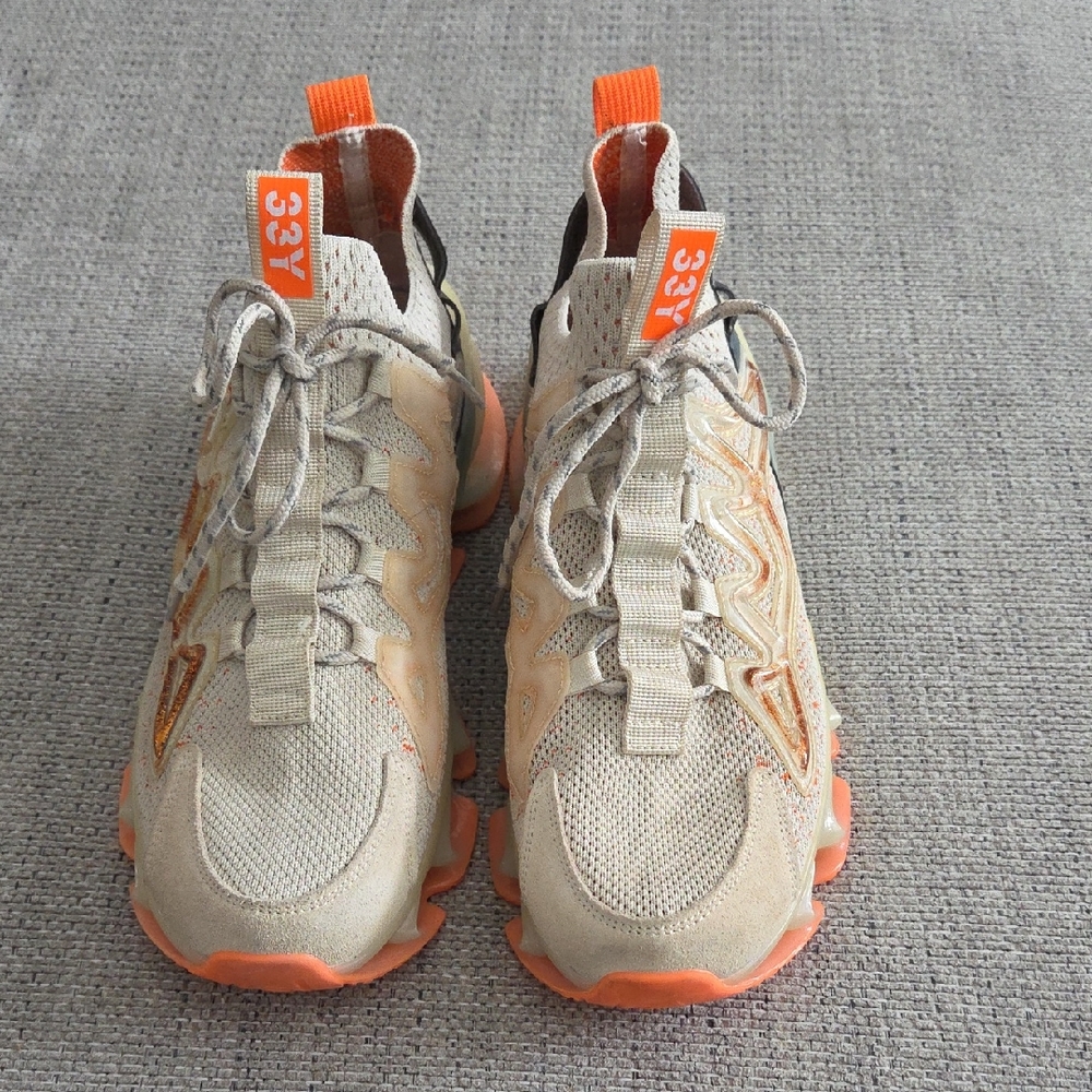 Stylish Beige and Orange Sneakers